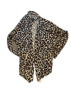 INC  Leopard-Print Open Front light weight sweater- Beige & Black Sz XL
